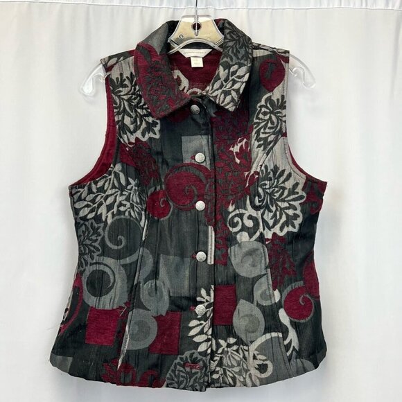 Christopher & Banks Womens Vest Multicolor Floral Waist Length Buttons Collar S - Picture 1 of 11